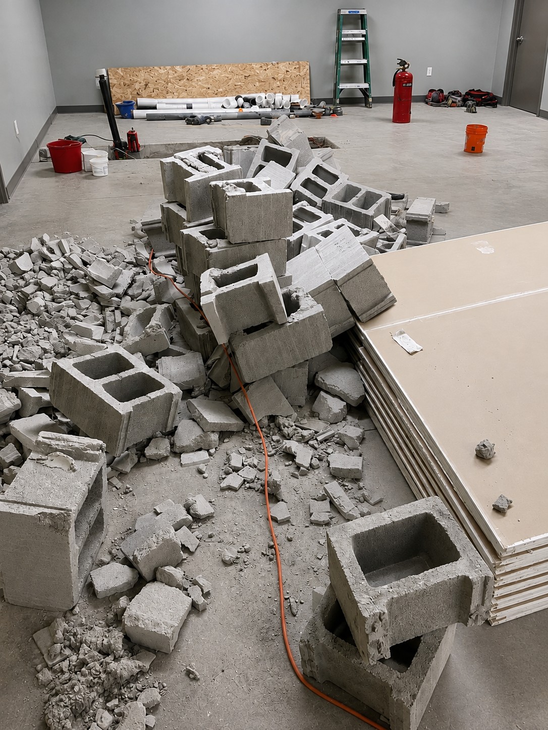 Sorted demolition debris
